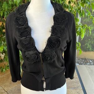 Cache top , with rose, black, Médium.